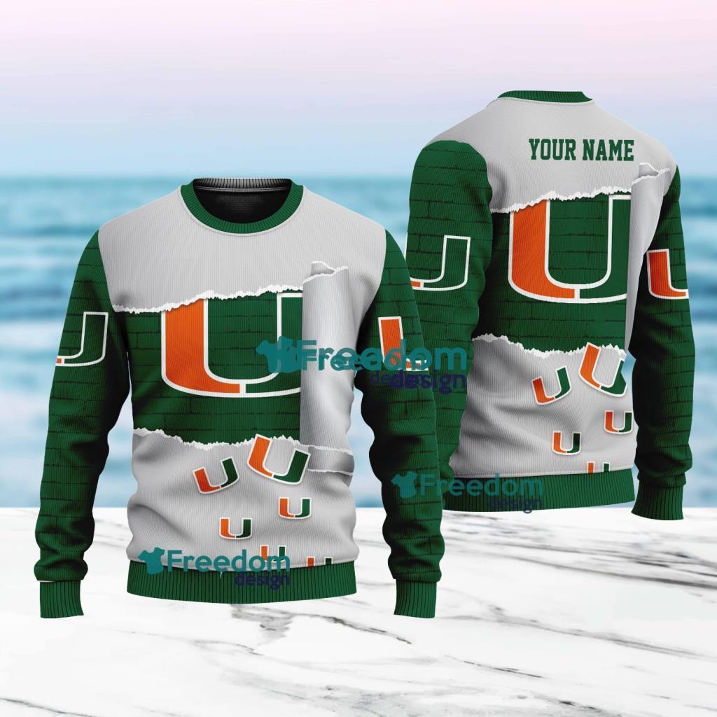 Miami Hurricanes NCAA Logo New Idea Christmas Ugly Sweater 3D For Men And Women image Miami Hurricanes NCAA Logo New Idea Christmas Ugly Sweater 3D For Men And Women Product Photo 1
