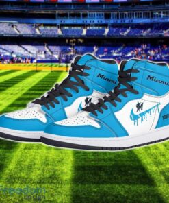 Miami Marlins Air Jordan 1 Shoes Sport Hightop Sneakers For Men And Women Custom Name Product Photo 2