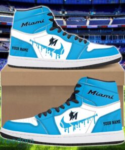 Miami Marlins Air Jordan 1 Shoes Sport Hightop Sneakers For Men And Women Custom Name