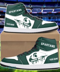 Michigan State Spartans Air Jordan 1 Shoes Sport Hightop Sneakers For Men And Women Custom Name