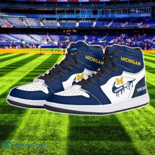 Michigan Wolverines Air Jordan 1 Shoes Sport Hightop Sneakers For Men And Women Custom Name Product Photo 2