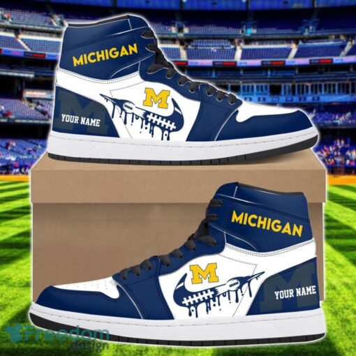 Michigan Wolverines Air Jordan 1 Shoes Sport Hightop Sneakers For Men And Women Custom Name Product Photo 1