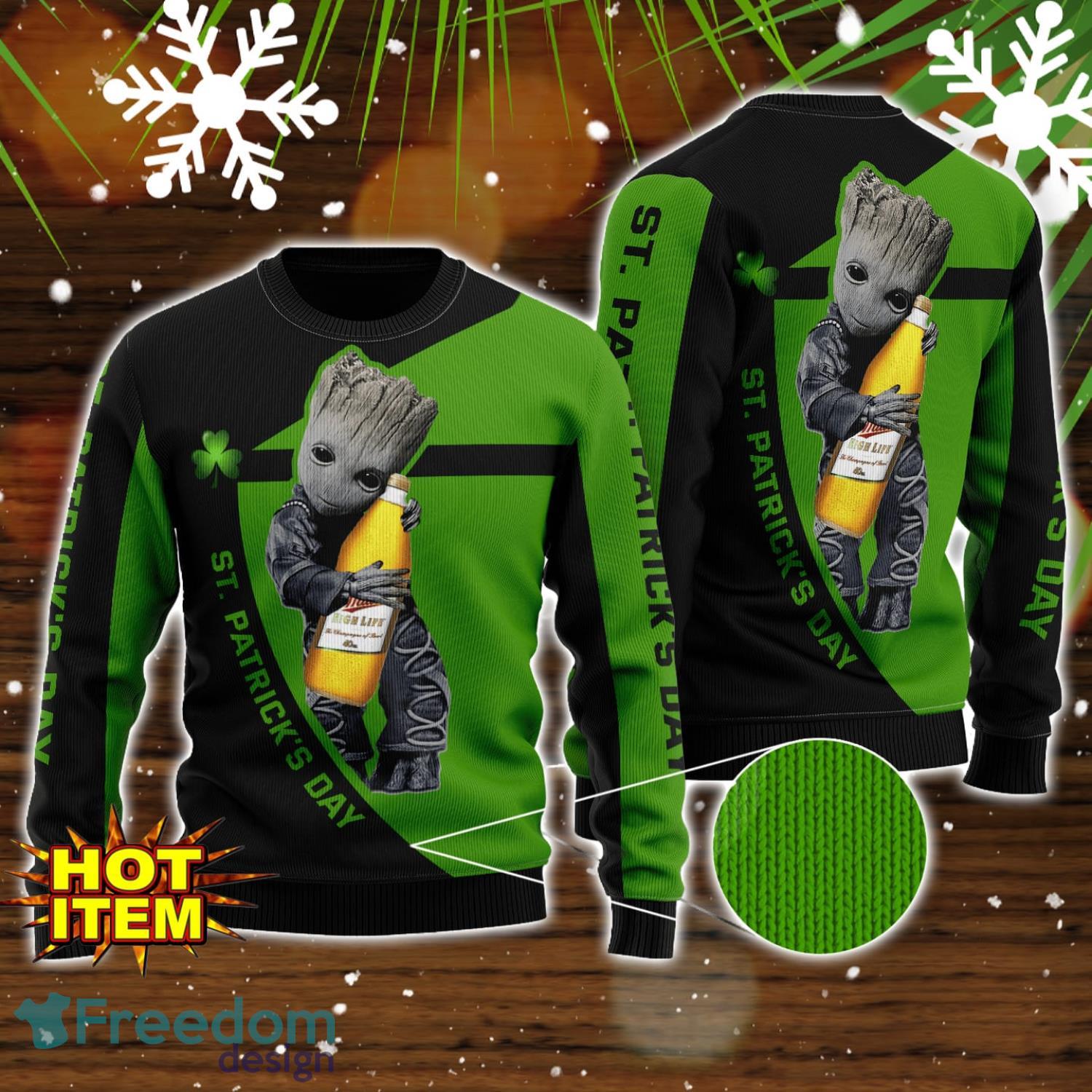Miller High Life St Patrick Day All Over Print Sweater Christmas Holiday Gift Men and Women image Miller High Life St Patrick Day All Over Print Sweater Christmas Holiday Gift Men and Women Product Photo 1