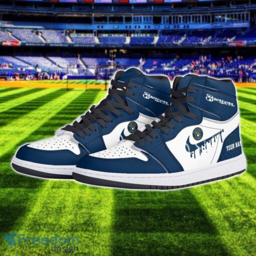 Milwaukee Brewers Air Jordan 1 Shoes Sport Hightop Sneakers For Men And Women Custom Name Product Photo 2