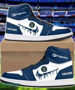 Milwaukee Brewers Air Jordan 1 Shoes Sport Hightop Sneakers For Men And Women Custom Name