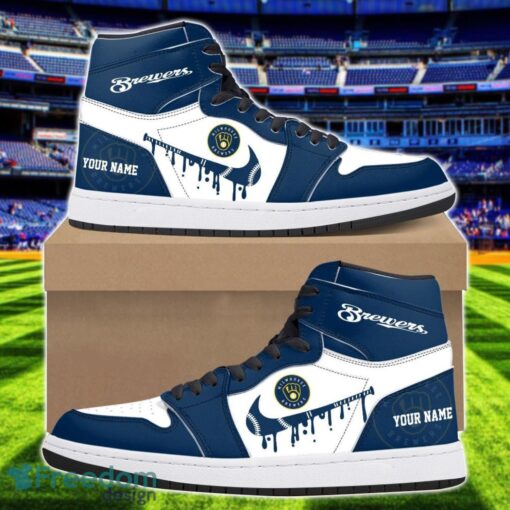 Milwaukee Brewers Air Jordan 1 Shoes Sport Hightop Sneakers For Men And Women Custom Name Product Photo 1