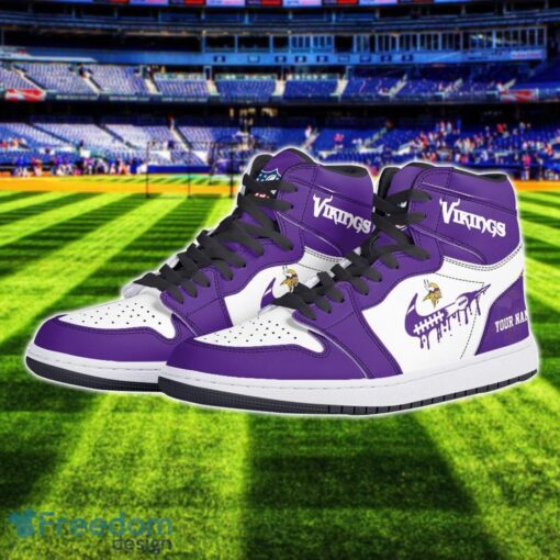 Minnesota Vikings Air Jordan 1 Shoes Sport Hightop Sneakers For Men And Women Custom Name Product Photo 2