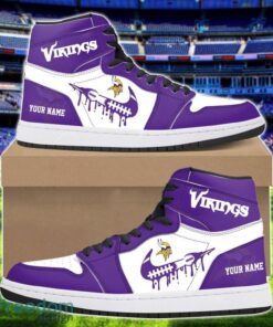 Minnesota Vikings Air Jordan 1 Shoes Sport Hightop Sneakers For Men And Women Custom Name