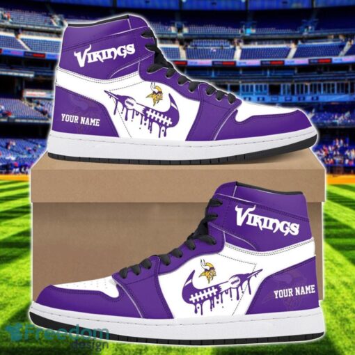 Minnesota Vikings Air Jordan 1 Shoes Sport Hightop Sneakers For Men And Women Custom Name Product Photo 1