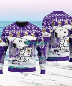Minnesota Vikings Nfl Snoopy Pine Tree Christmas Ugly Sweater Custom Name