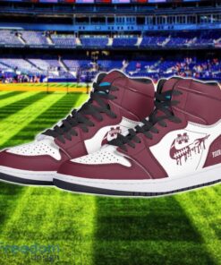 Mississippi State Bulldogs Air Jordan 1 Shoes Sport Hightop Sneakers For Men And Women Custom Name Product Photo 2