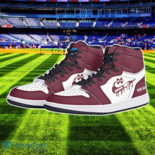 Mississippi State Bulldogs Air Jordan 1 Shoes Sport Hightop Sneakers For Men And Women Custom Name Product Photo 2