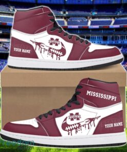 Mississippi State Bulldogs Air Jordan 1 Shoes Sport Hightop Sneakers For Men And Women Custom Name