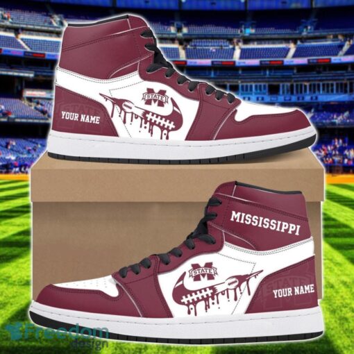 Mississippi State Bulldogs Air Jordan 1 Shoes Sport Hightop Sneakers For Men And Women Custom Name Product Photo 1