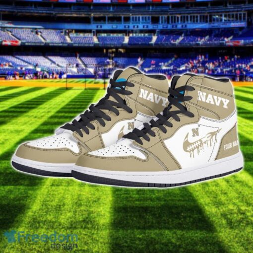 Navy Midshipmen Air Jordan 1 Shoes Sport Hightop Sneakers For Men And Women Custom Name Product Photo 2