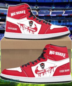 NC State Wolfpack Air Jordan 1 Shoes Sport Hightop Sneakers For Men And Women Custom Name Product Photo 1