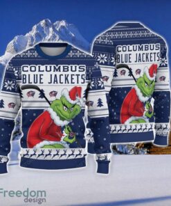 NCAA Columbus Blue Jackets Football Fans Sweater Grinch Ugly Sweater Christmas Funny Gift