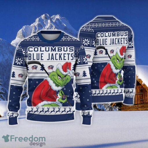 NCAA Columbus Blue Jackets Football Fans Sweater Grinch Ugly Sweater Christmas Funny Gift Product Photo 1