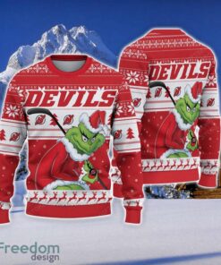 NCAA New Jersey Devils Football Fans Sweater Grinch Ugly Sweater Christmas Funny Gift