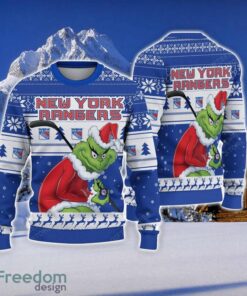 NCAA New York Rangers Football Fans Sweater Grinch Ugly Sweater Christmas Funny Gift