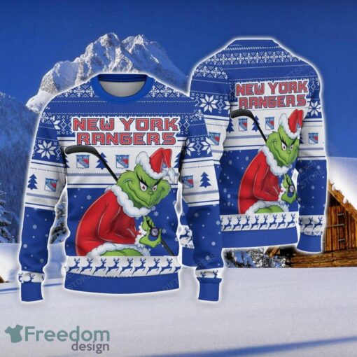 NCAA New York Rangers Football Fans Sweater Grinch Ugly Sweater Christmas Funny Gift Product Photo 1