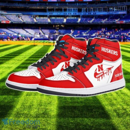 Nebraska Cornhuskers Air Jordan 1 Shoes Sport Hightop Sneakers For Men And Women Custom Name Product Photo 2