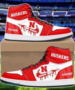 Nebraska Cornhuskers Air Jordan 1 Shoes Sport Hightop Sneakers For Men And Women Custom Name