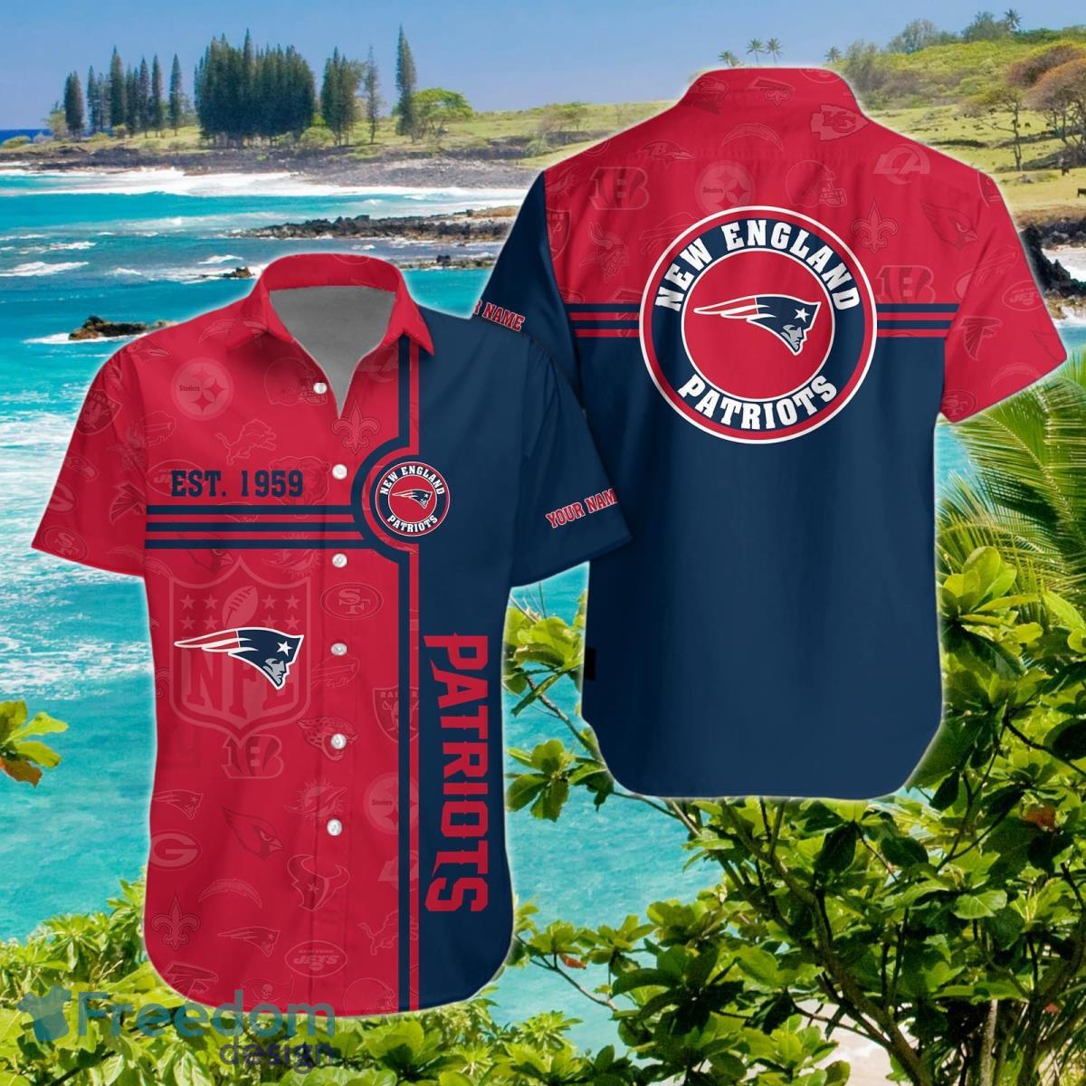New England Patriots Hawaiian Shirt Custom Name Unique Gift image New England Patriots Hawaiian Shirt Custom Name Unique Gift Product Photo 1