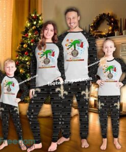 New Orleans Saints Happy HalloThankmas Ugly Christmas Pajamas Set Family Kid Men Women