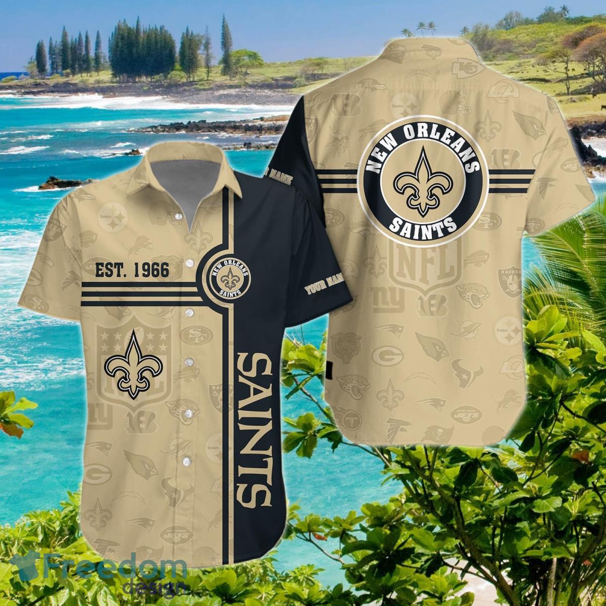 New Orleans Saints Hawaiian Shirt Custom Name Impressive Gift image New Orleans Saints Hawaiian Shirt Custom Name Impressive Gift Product Photo 1