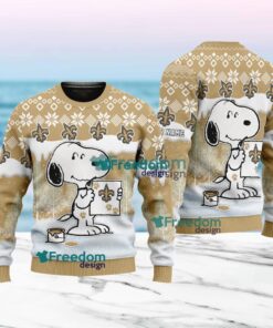 New Orleans Saints Nfl Snoopy Pine Tree Christmas Ugly Sweater Custom Name