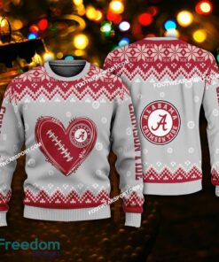 New Style Heart Football Alabama Crimson Tide Xmas Sweater Gift For Adult