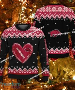 New Style Heart Football Arkansas Razorbacks Christmas 3D Sweater Gift Holidays