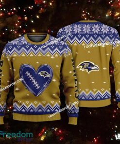 New Style Heart Football Baltimore Ravens Christmas Sweater For Men Women