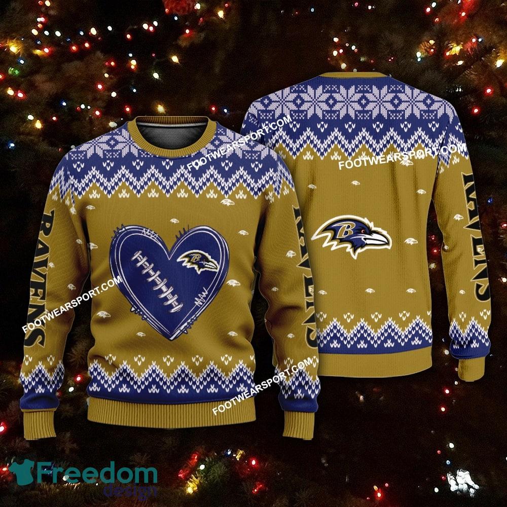 New Style Heart Football Baltimore Ravens Christmas Sweater For Men Women image New Style Heart Football Baltimore Ravens Christmas Sweater For Men Women - New Style Heart Football Baltimore Ravens Christmas Sweater For Men Women