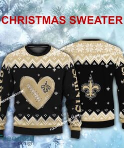 New Style Heart Football New Orleans Saints Christmas Sweater AOP Gift Holidays