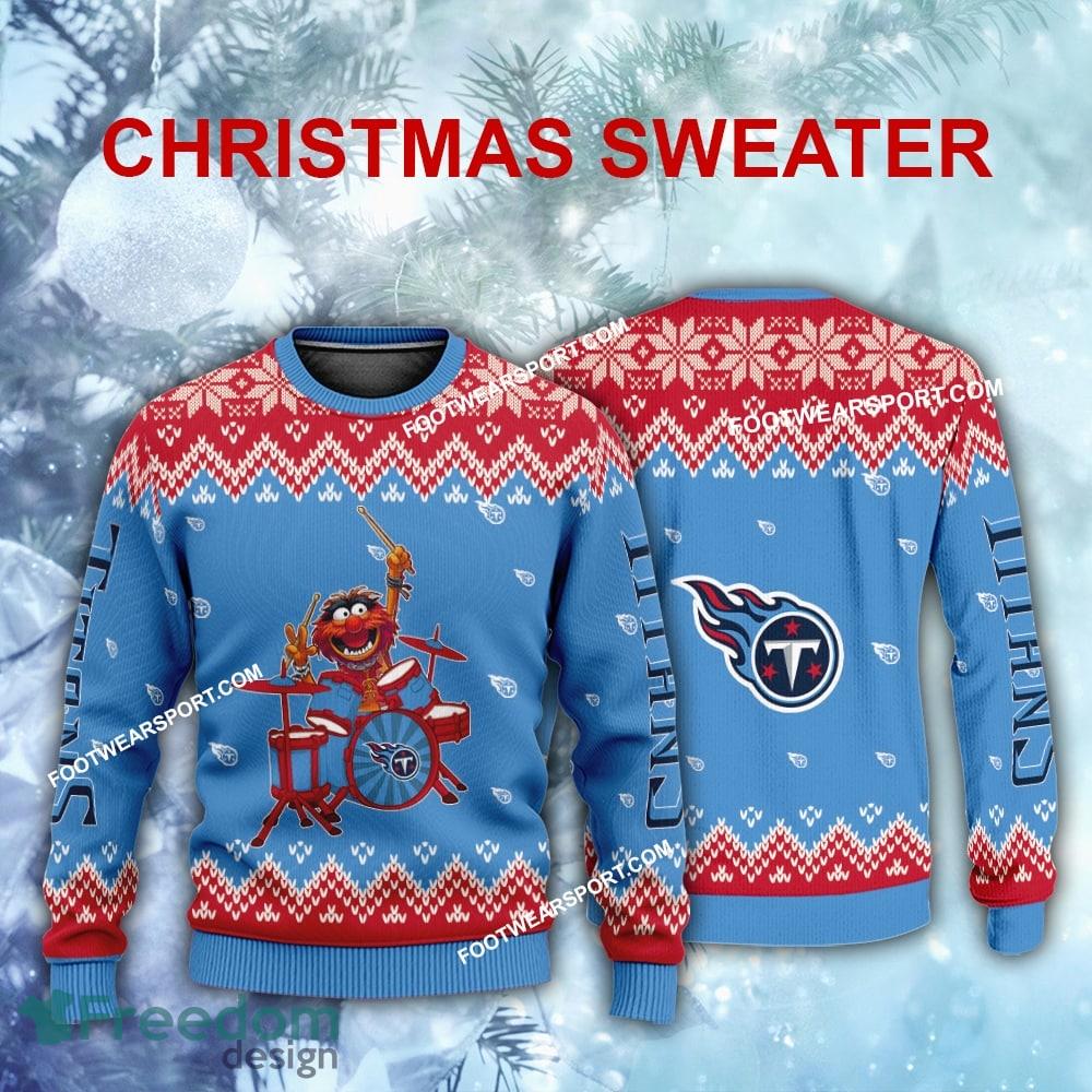 New Style Muppets Play Drums Tennessee Titans Christmas Sweater For Men Women image New Style Muppets Play Drums Tennessee Titans Christmas Sweater For Men Women - New Style Muppets Play Drums Tennessee Titans Christmas Sweater For Men Women