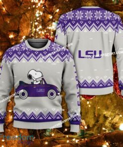 New Style Snoopy Driving Car LSU Tigers Christmas 3D Sweater Gift For Adult