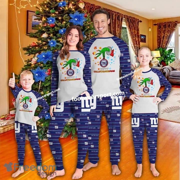 New York Giants Happy HalloThankmas Christmas Pajamas Set Family Kid Men Women image New York Giants Happy HalloThankmas Christmas Pajamas Set Family Kid Men Women - New York Giants Happy HalloThankmas Christmas Pajamas Set Family Kid Men Women