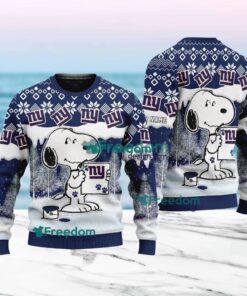 New York Giants Nfl Snoopy Pine Tree Christmas Ugly Sweater Custom Name