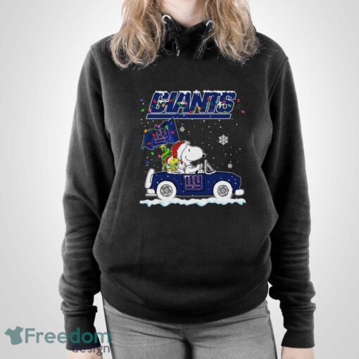 New York Giants Snoopy And Woodstock Driving Car Shirt Sweatshirt Hoodie - Unisex Pullover Hoodie