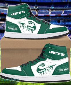 New York Jets Air Jordan 1 Shoes Sport Hightop Sneakers For Men And Women Custom Name Product Photo 1