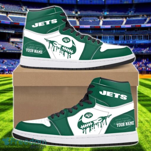 New York Jets Air Jordan 1 Shoes Sport Hightop Sneakers For Men And Women Custom Name Product Photo 1