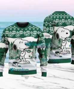 New York Jets Nfl Snoopy Pine Tree Christmas Ugly Sweater Custom Name