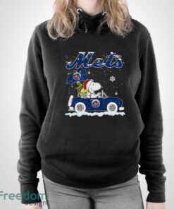 New York Mets Snoopy And Woodstock Driving Car Shirt Sweatshirt Hoodie - Unisex Pullover Hoodie