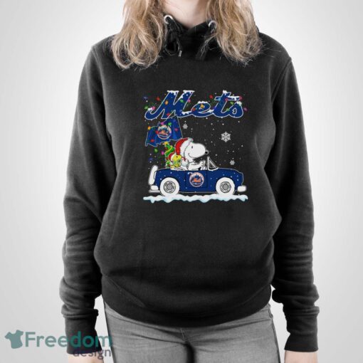 New York Mets Snoopy And Woodstock Driving Car Shirt Sweatshirt Hoodie - Unisex Pullover Hoodie