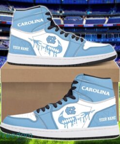 North Carolina Tar Heels Air Jordan 1 Shoes Sport Hightop Sneakers For Men And Women Custom Name Product Photo 1