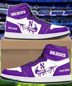 Northwestern Wildcats Air Jordan 1 Shoes Sport Hightop Sneakers For Men And Women Custom Name Product Photo 1