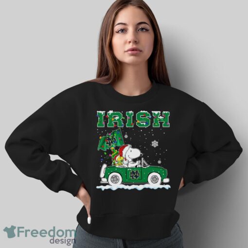 Notre Dame Fighting Irish Snoopy And Woodstock Driving Car Shirt Sweatshirt Hoodie - Sweatshirt