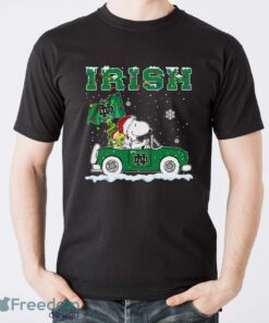 Notre Dame Fighting Irish Snoopy And Woodstock Driving Car Shirt Sweatshirt Hoodie - Men T-Shirt